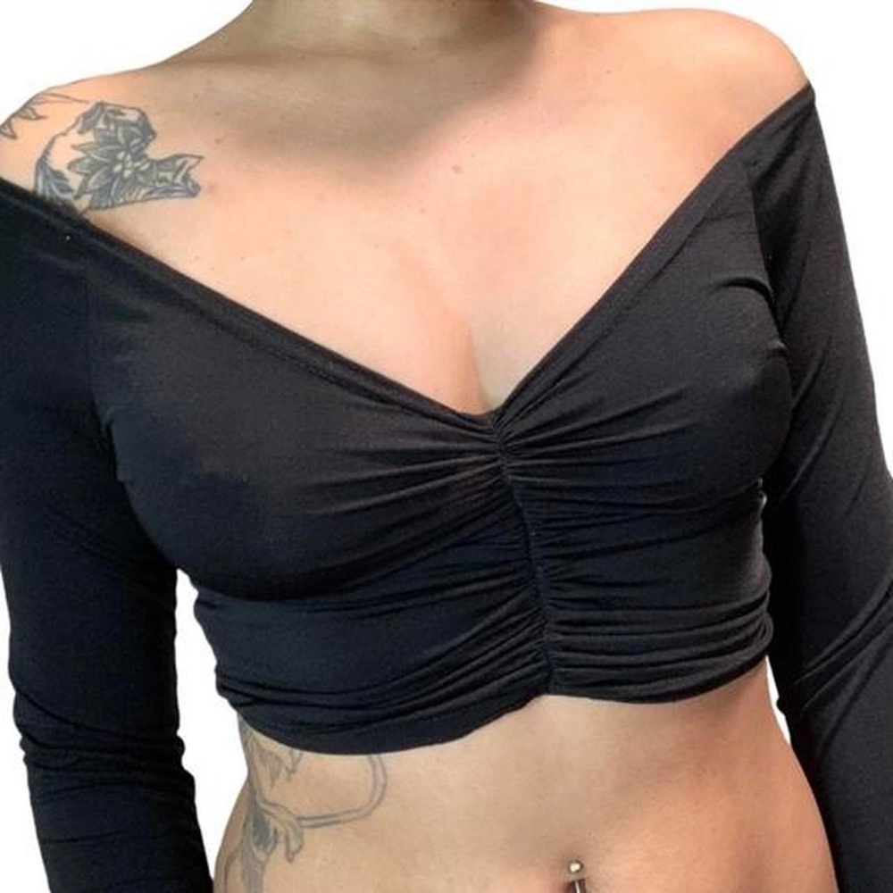 Ruched Off Shoulder Crop Top